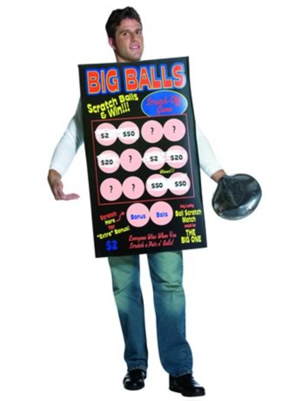 Adult Big Ball Scratch Card Off Lottery Bingo Fancy Dress Fun Costume STD